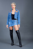 High Times Asymmetrical Denim Mini Skirt