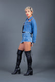 High Times Asymmetrical Denim Mini Skirt