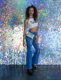 Holographic Fanny Pack w/ Silver Shoulder Chain